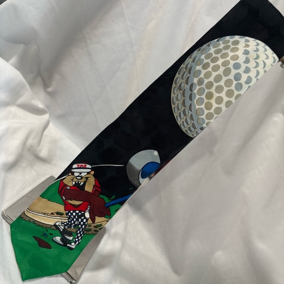 Vintage 90s Looney Tunes Mania Taz Tasmanian Devil Golf Character Tie - Picture 3 of 5